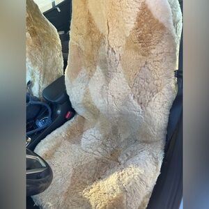 Vintage Sheepskin car seat covers pair for pilot seats- diamond pattern
